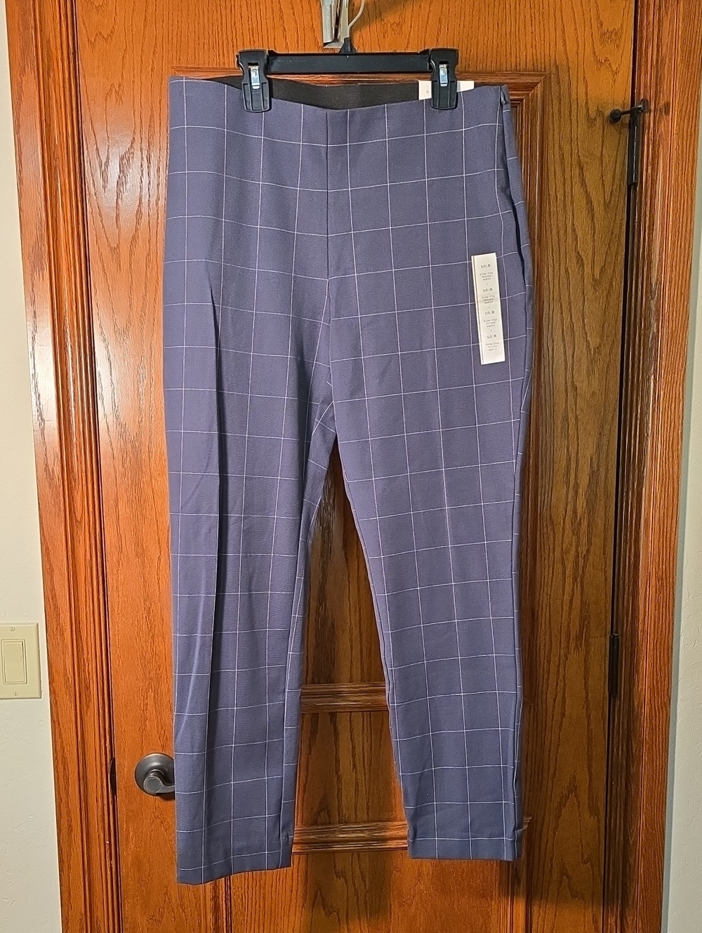Womens "A New Day" Windowpane, Skinny Side-Xip Ankle.Grey